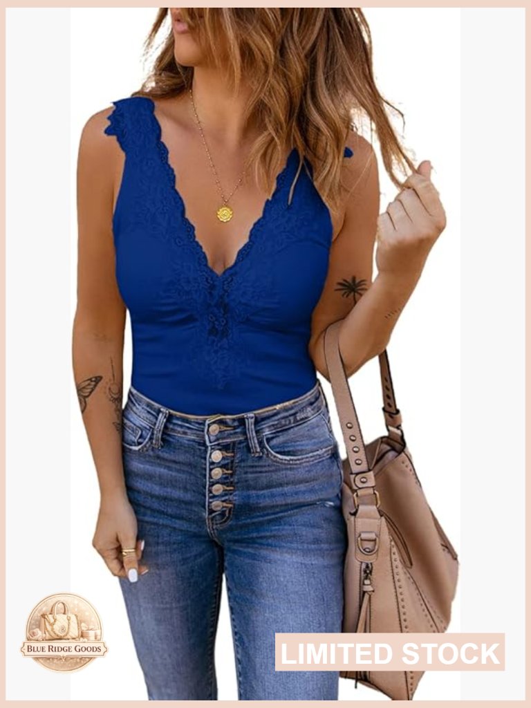 Lace Patchwork Deep V Neck Knitted Vest Sexy Y2k Chic Summer Camisole
